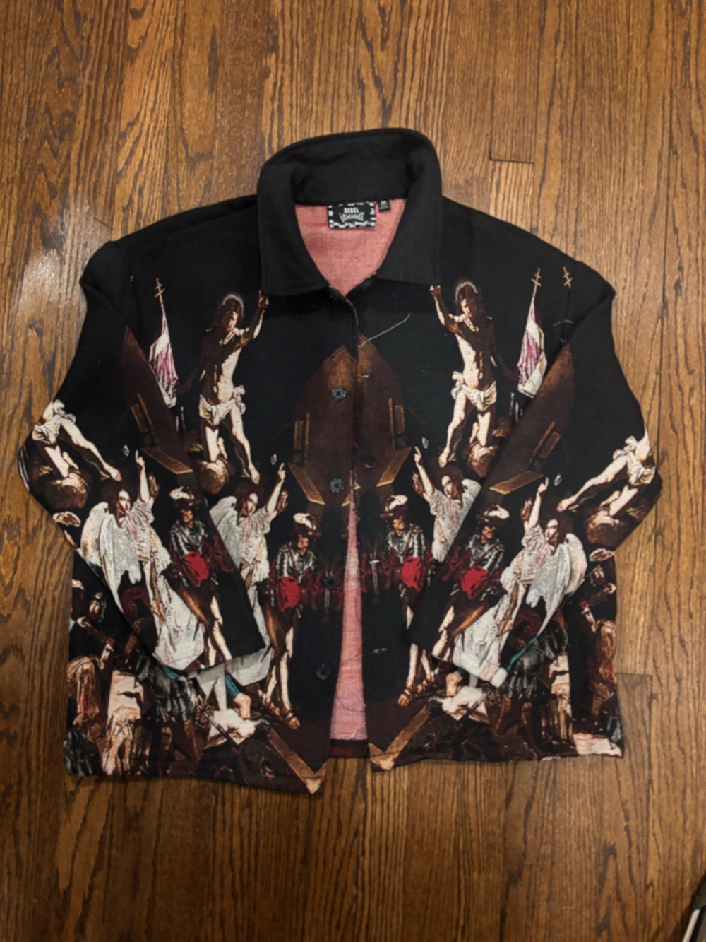 rebels Black Graphic Print Button-Up Shirt Jacket